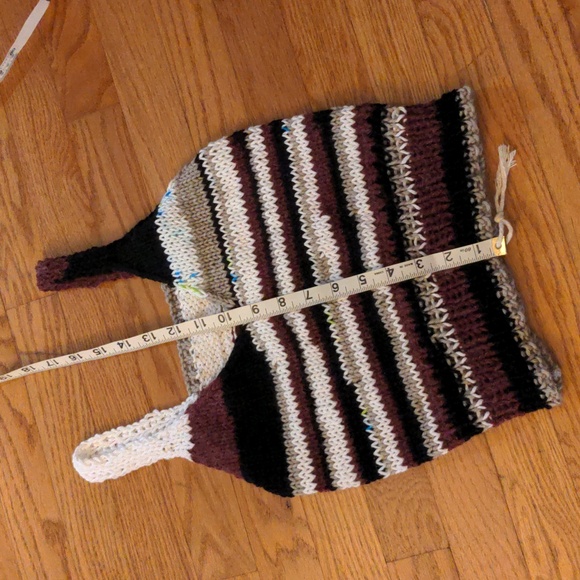 NEW! Hand Knit Striped Cropped Tank Vest Cherry Red Black Taupe Size S/M - Picture 6 of 8